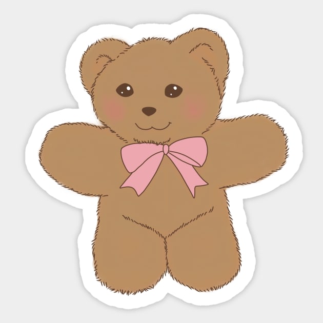 teddy bear ribbon coquette dollette brown pink Sticker by maoudraw